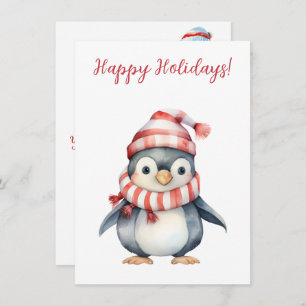 Lovely Happy Holidays Penguin Watercolor Cards