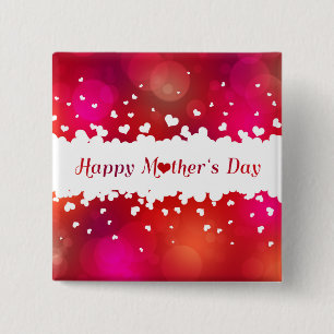 Lovely Happy Mother's Day Hearts 15 Cm Square Badge