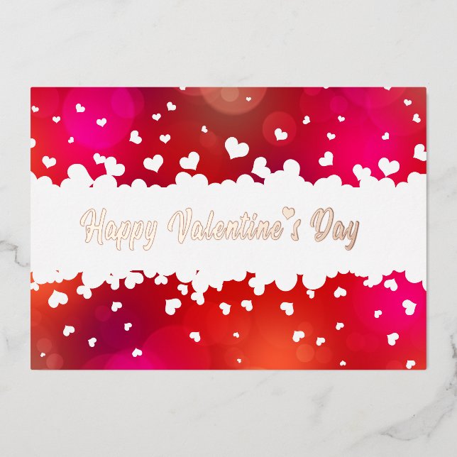 Lovely Happy Valentine's Day Hearts Foil Holiday Card (Front)