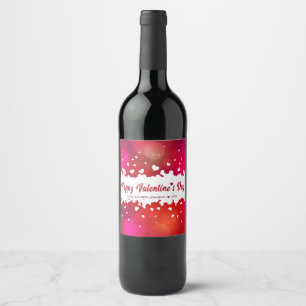 Lovely Happy Valentine's Day Hearts Wine Label
