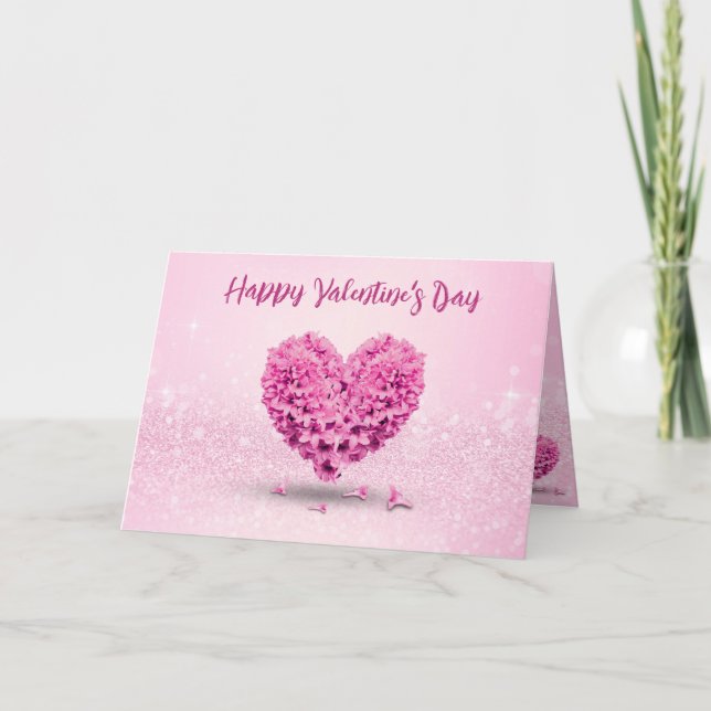 Lovely Happy Valentine's Day Pink Hyacinth Heart Card (Front)