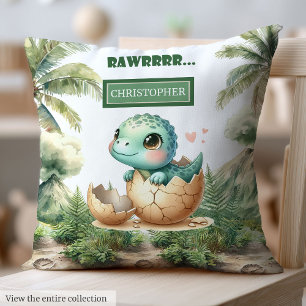 Lovely Hatching Soon Baby Dinosaur Watercolor Cushion