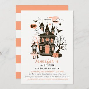 Lovely Haunted House Kids Birthday Halloween Invit Invitation