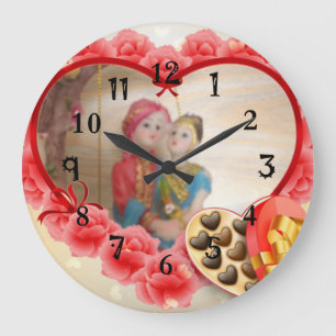 Lovely Heart Chocolates Save the Date Large Clock