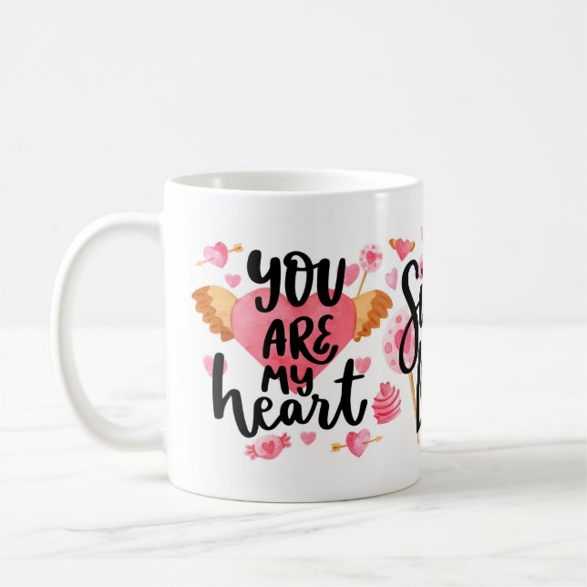 Lovely Heart Design With Bold Love Quotes Coffee Mug (Left)