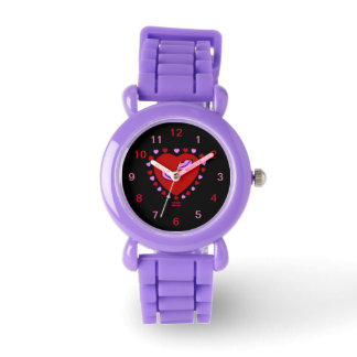 Lovely Heart Kisses Kid's Red Glitter Watch