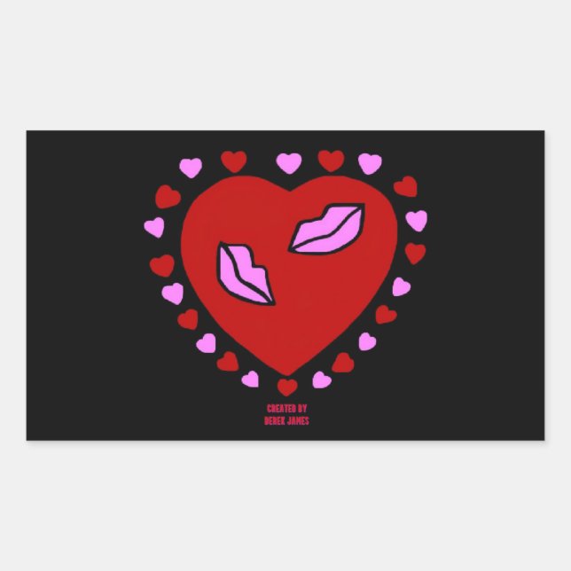 Lovely Heart Kisses Rectangle Sticker (Front)