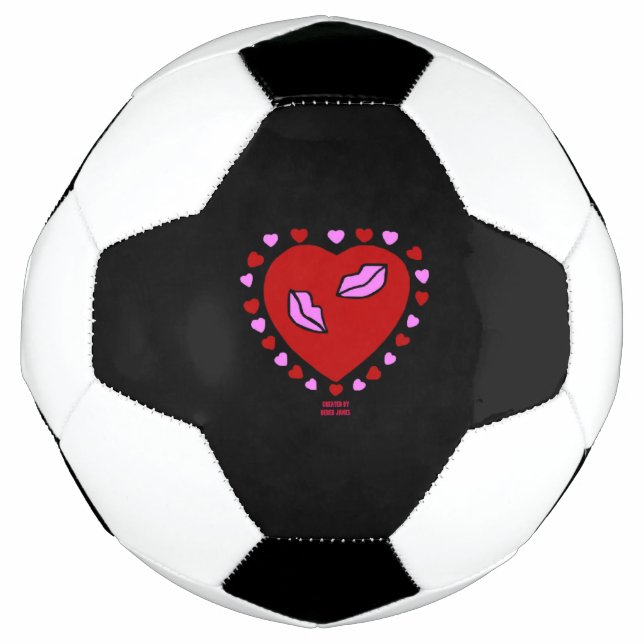 Lovely Heart Kisses Soccer Ball (Front)