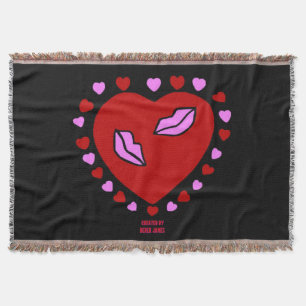 Lovely Heart Kisses Throw Blanket