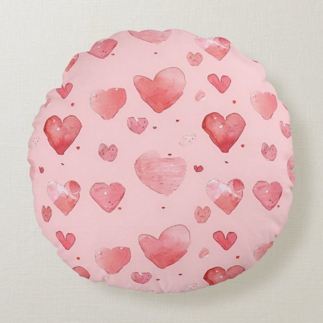 Lovely heart pattern Round Pillow (Front)