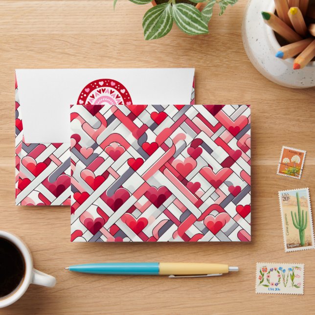 Lovely Heart Patterns Envelope (Desk)