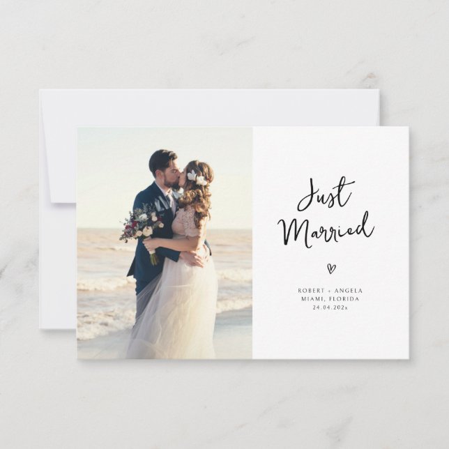 lovely heart script wedding announcement (Front)