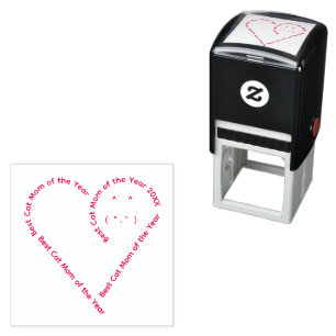 Lovely heart shaped text cat mum self-inking stamp