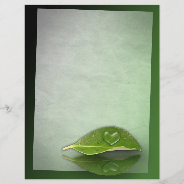 Lovely Heart-Shaped Water Droplet on Leaf (Front)