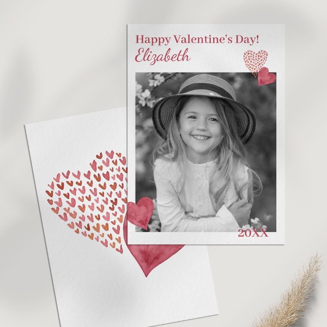 Lovely Hearts Custom Photo Valentine's Day Card (Lovely Hearts Custom Photo Valentine's Day Card on a white table.)