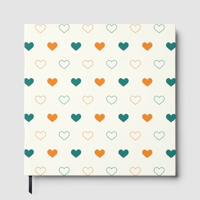 Lovely hearts / green orange cream guest book (Front)