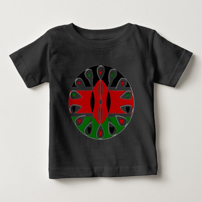 Lovely Hearts Kenya: Flag Art Motif Baby T-Shirt (Front)