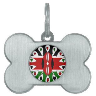 Lovely Hearts Kenya: Flag Art Motif Pet ID Tag