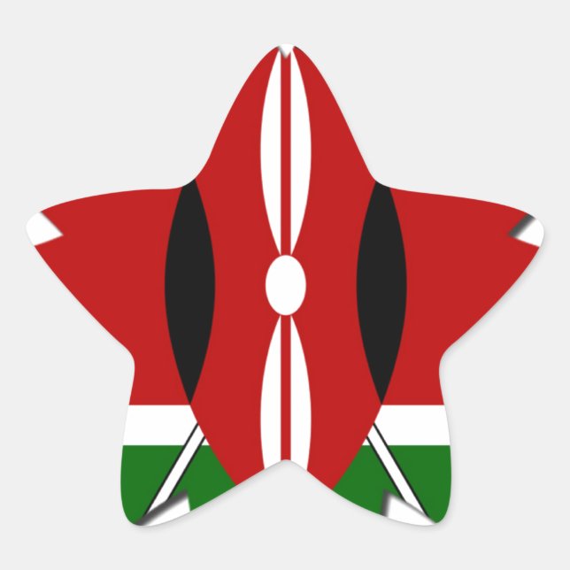 Lovely Hearts Kenya: Flag Art Motif Star Sticker (Front)