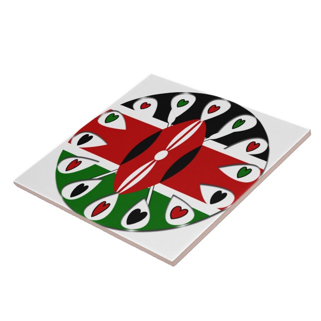 Lovely Hearts Kenya: Flag Art Motif Tile (Side)