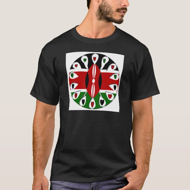 Lovely Hearts Kenya: Flag Love and Unity Art Motif T-Shirt (Front)