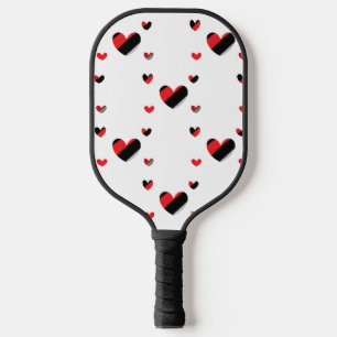 Lovely hearts pattern on white pickleball paddle