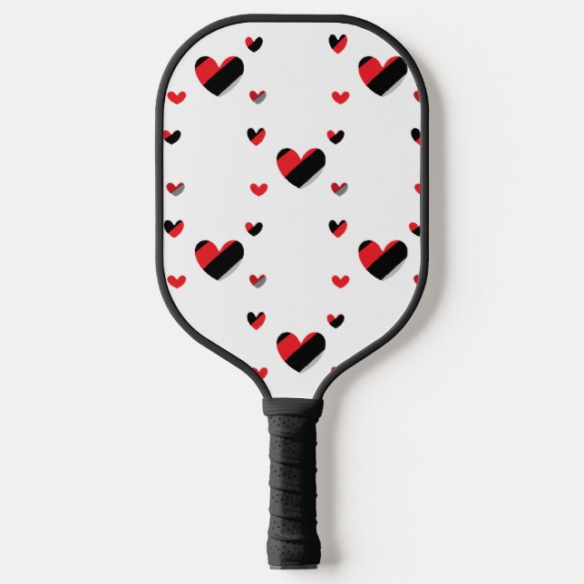 Lovely hearts pattern on white pickleball paddle (Front)