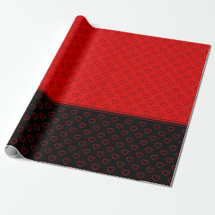 Lovely Hearts Pattern, Red And Black Wrapping Paper
