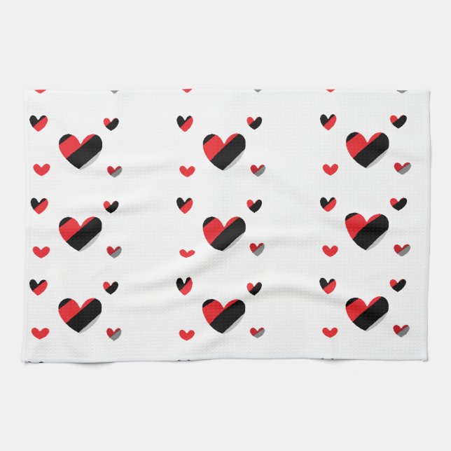 Lovely hearts pattern tea towel (Horizontal)