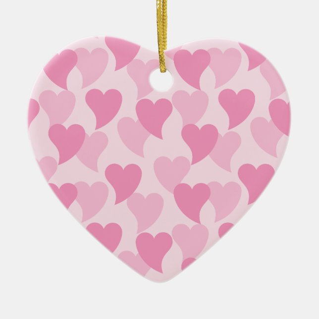 Lovely Hearts Seamless Pattern Ceramic Ornament (Front)