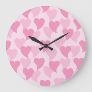 Lovely Hearts Seamless Pattern Large Clock