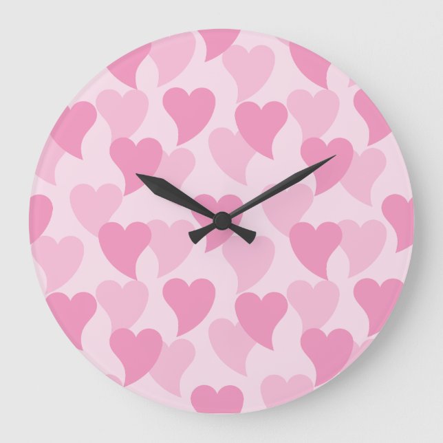 Lovely Hearts Seamless Pattern Large Clock (Front)
