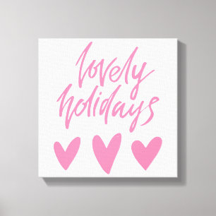 Lovely Holidays Pink Hearts Christmas Canvas Print
