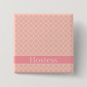Lovely Hostess Pink and White 15 Cm Square Badge