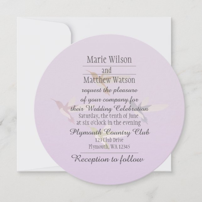 Lovely Hummingbirds Wedding Invitation (Front)