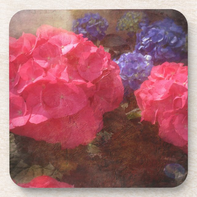 Lovely Hydrangea Glossy Plastic Coasters (Front)