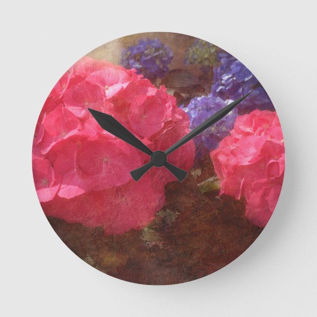 Lovely Hydrangea Round Clock (Front)