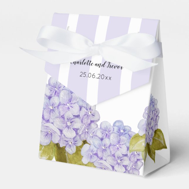 Lovely Hydrangea Shades Of Violet Blue Favour Box (Front Side)