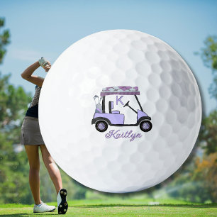 Lovely in Lilac Custom Golf Cart Name Monogram Balls