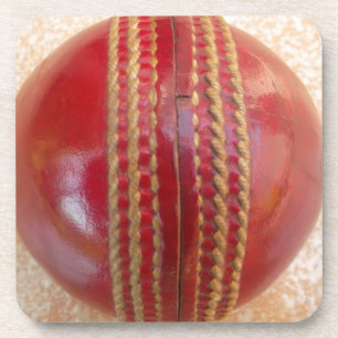 Lovely International Cricket Red Leather Ball Coaster