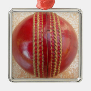 Lovely International Cricket Red Leather Ball Metal Tree Decoration