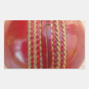 Lovely International Cricket Red Leather Ball Rectangular Sticker