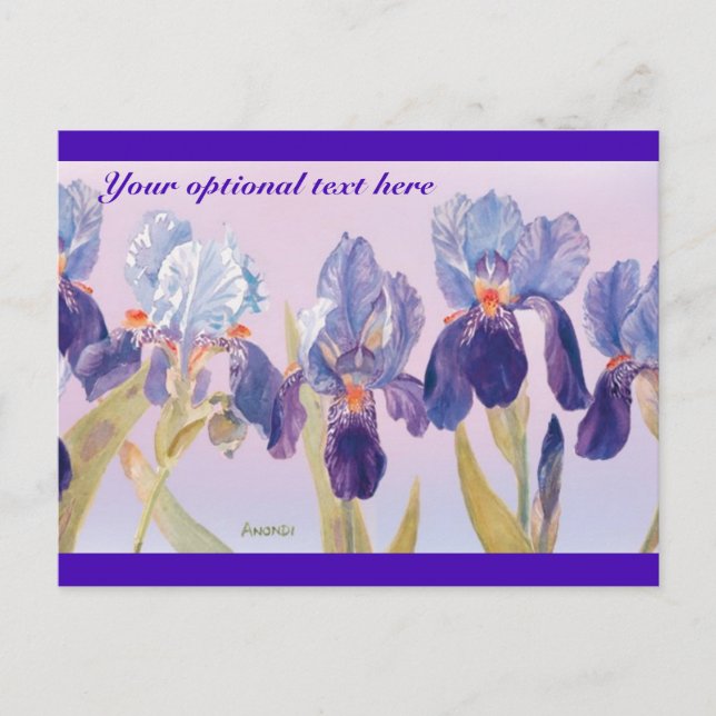Lovely Irises Watercolor Postcard (Front)
