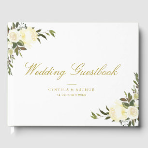 lovely ivory floral wedding guestbook