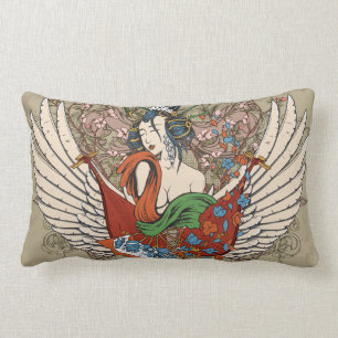 lovely japanese geisha girl angel vector art lumbar cushion