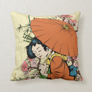 lovely japanese geisha vector art cushion