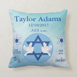 Lovely Jewish Blue and White Star of David Baby Cushion