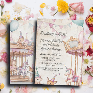 Lovely Journal Page w Animals 2nd Birthday Party Invitation