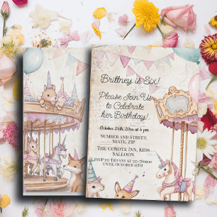 Lovely Journal Page w Animals 6th Birthday Party Invitation