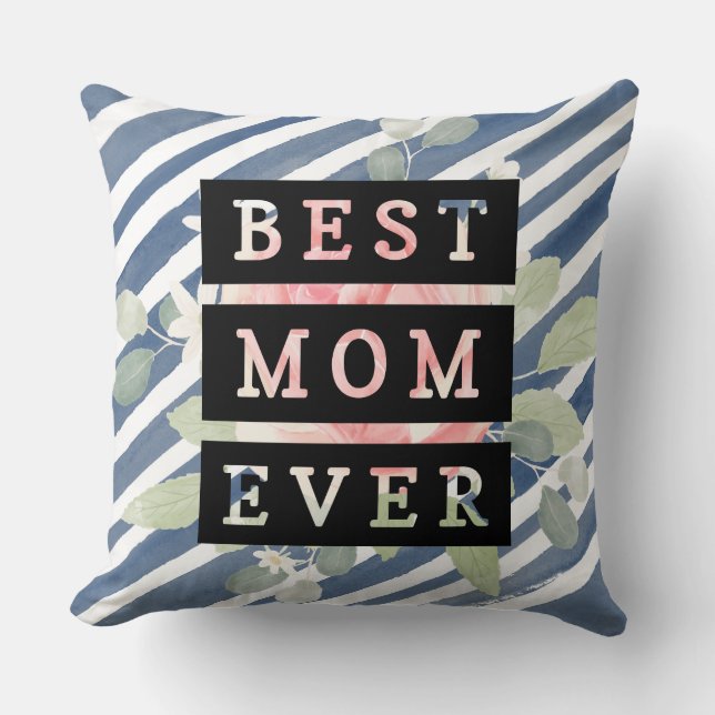 Lovely keepsake for mum l Cute floral and stripes Cushion (Front)